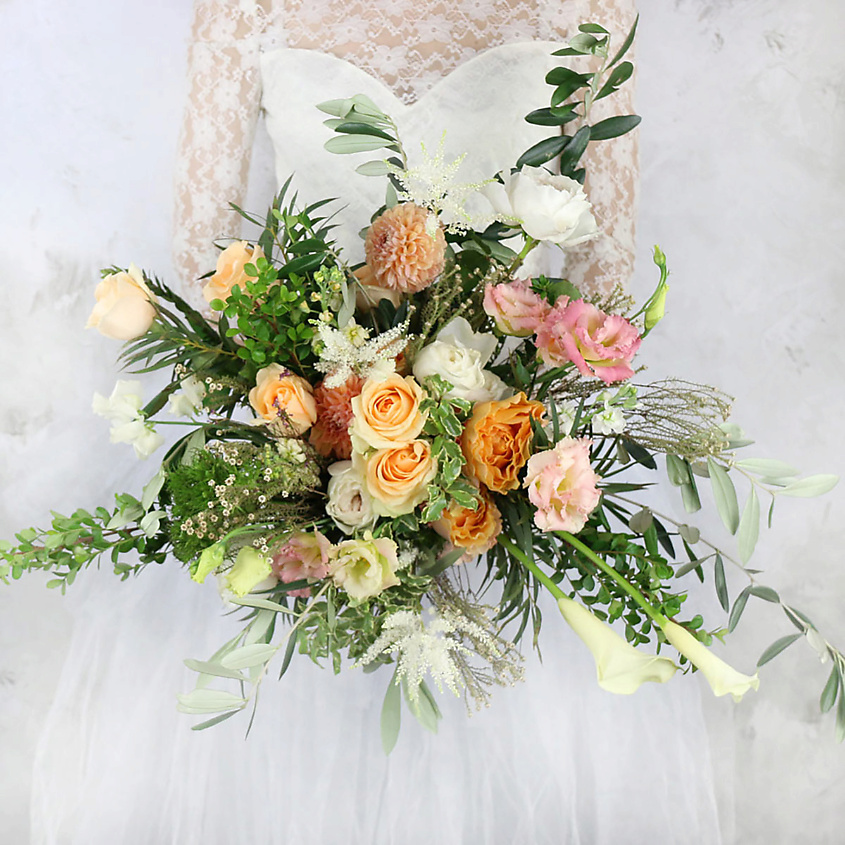 Изображение товара Большой букет невесты из роз калл и маттиолы - свадебный подарок