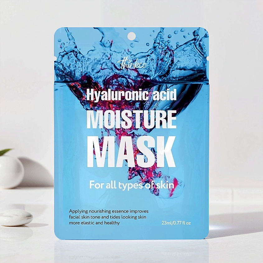 Изображение товара Маска для лица с гиалуроновой кислотой THINKCO увлажнение и сияние 23 шт
