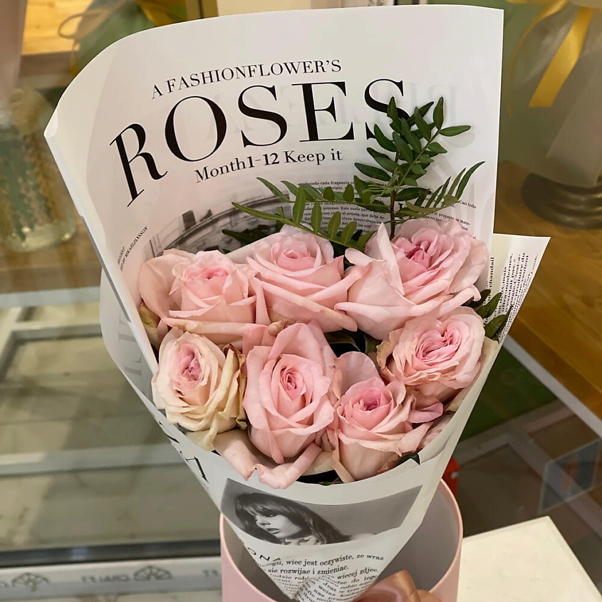 Изображение товара Букет Pink O'Hara из свежих роз 7 штук от Chalet Green