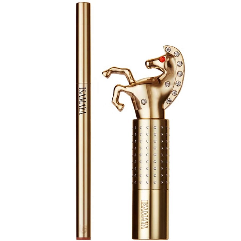 Изображение товара Набор средств для губ WILD STAR от ISAMAYA с помадой и карандашом, красный, золотой футляр