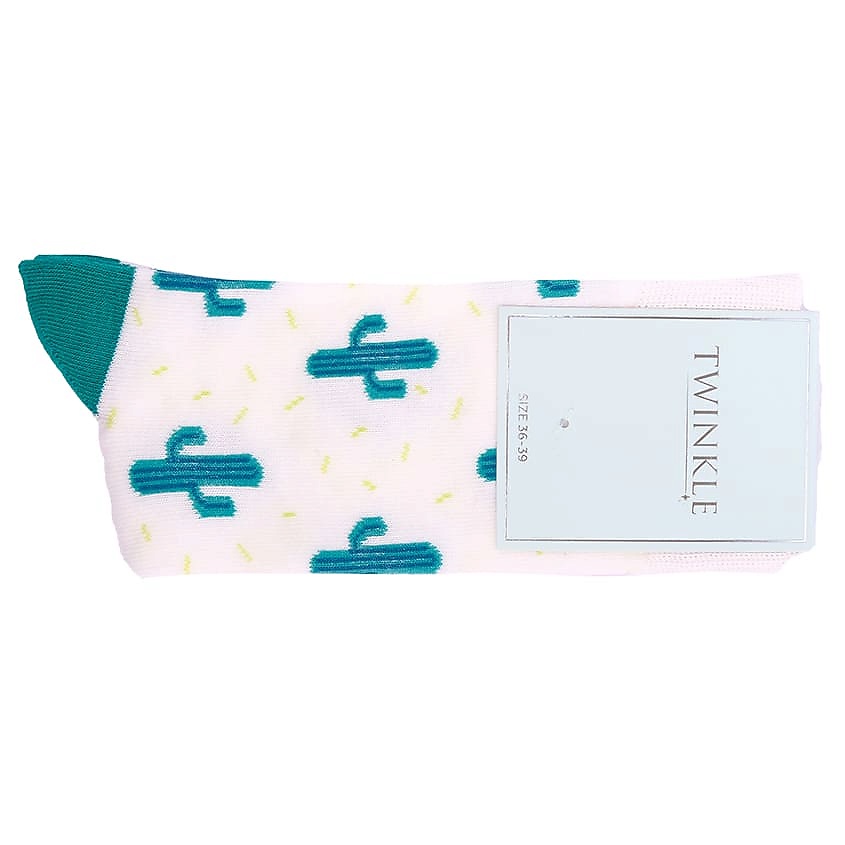 Изображение товара Женские носки TWINKLE CACTUS белый размер 36-39 яркий дизайн комфорт