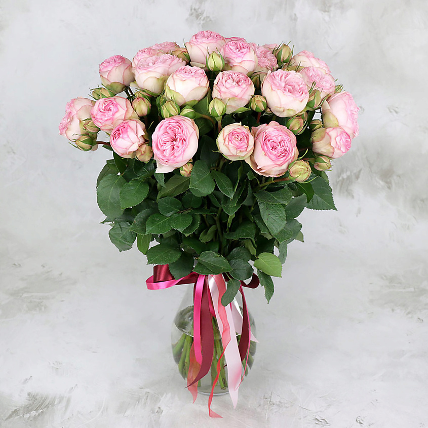 Изображение товара Элитный букет из 25 нежно-розовых пионовидных роз в крафте для подарка