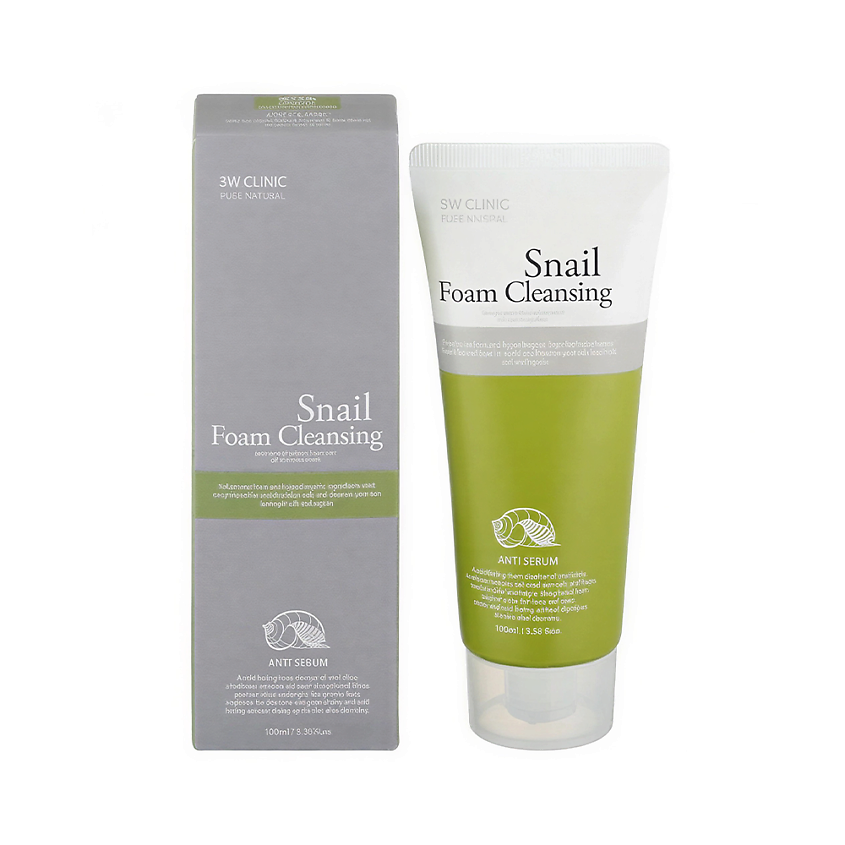 Изображение товара 3W CLINIC Пенка для умывания с муцином улитки, Snail Foam Cleansing, 1 шт.