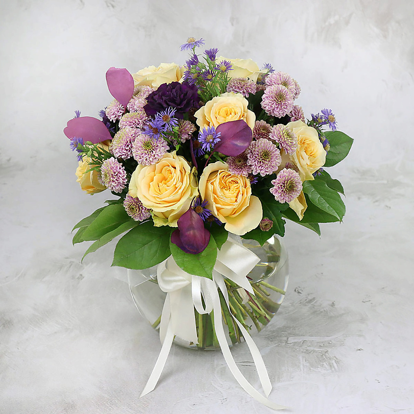 Изображение товара БУКЕТ МАРКЕТ ДАРИТЕ С УДОВОЛЬСТВИЕМ Букет из роз, лунной гвоздики и хризантем, 1 шт.