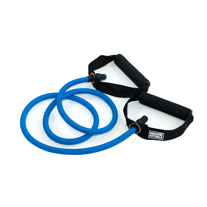 Изображение товара Эспандер трубчатый с ручками Original FitTools синего цвета 135 см