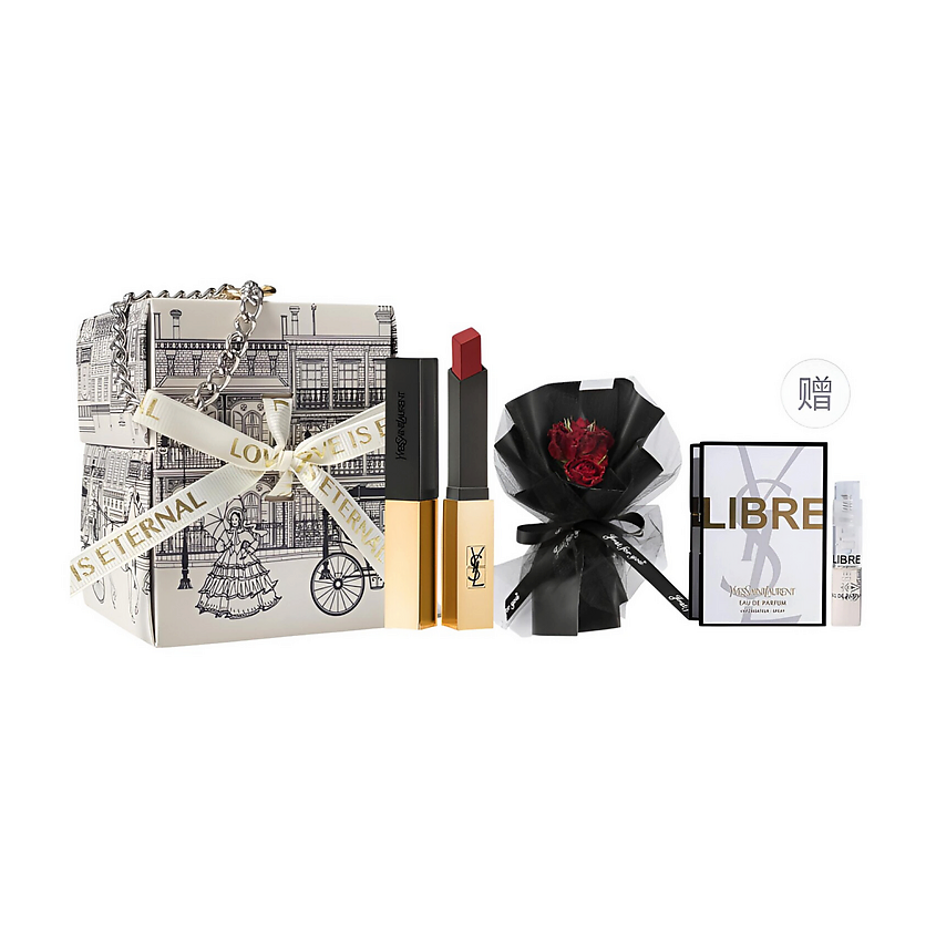 Изображение товара YVES SAINT LAURENT Подарочный набор с помадой Rouge Pur Couture, Rouge Pur Couture The Slim Matte #1966 + Парфюмерная вода Libre 1.2 мл