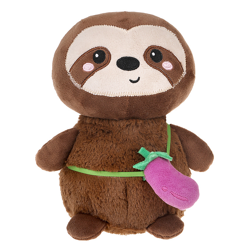 Изображение товара Мягкая игрушка Ленивец с сумочкой баклажан 20 см для детей и взрослых