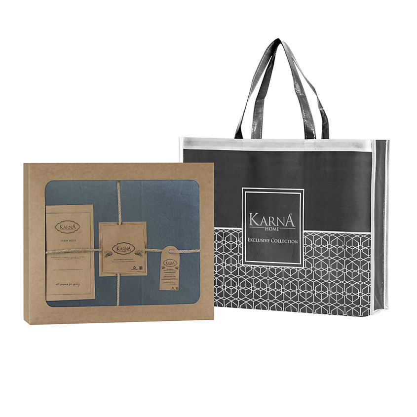 Изображение товара Постельное белье STONEWASH евро темно-серого цвета от KARNA