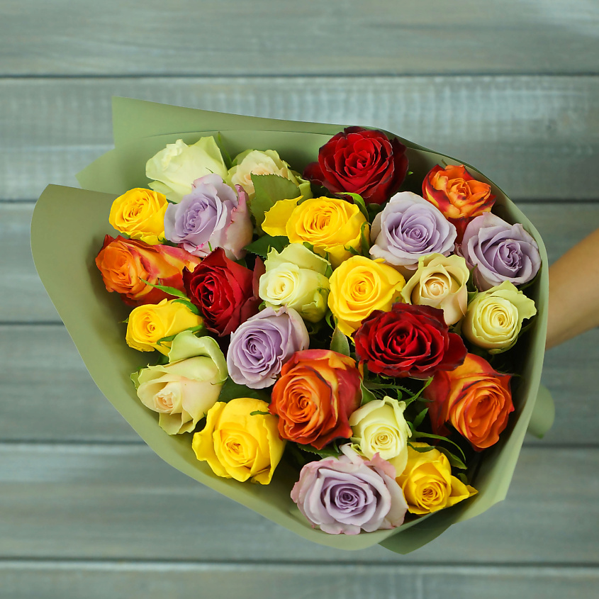 Изображение товара БУКЕТ МАРКЕТ ДАРИТЕ С УДОВОЛЬСТВИЕМ 23 разноцветные розы