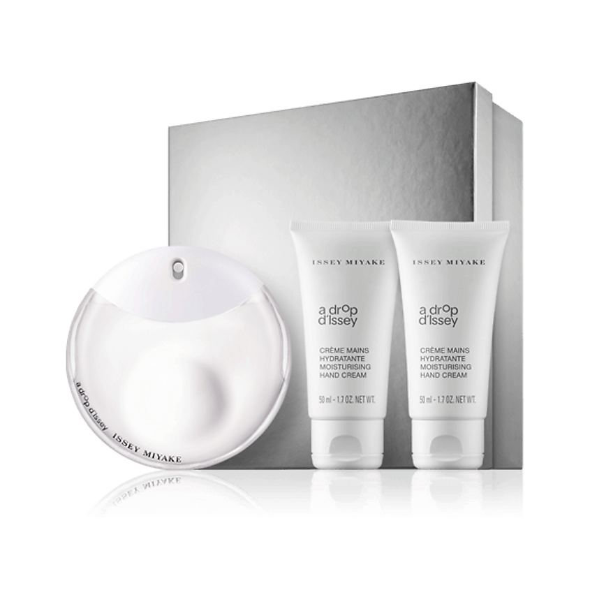 Изображение товара ISSEY MIYAKE Подарочный набор A Drop d'Issey Парфюмерная вода+Крем для рук, 50мл+50мл+50мл