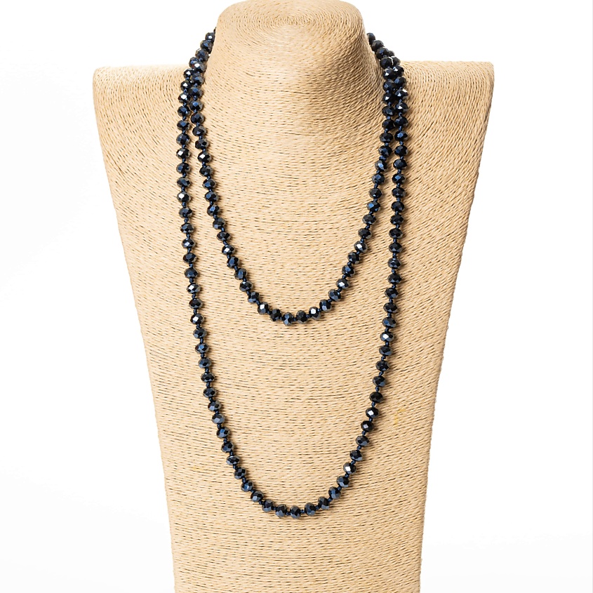 Изображение товара AGAT-ILONA Бусы длинные "Темная ночь" в подарочном мешочке 110 см хрустальные, Иссиня-черный 110 см