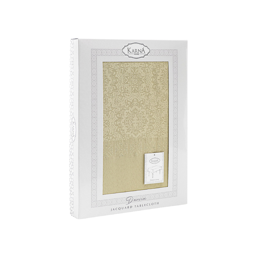 Изображение товара Жаккардовая водонепроницаемая скатерть KARNA DARVIN 160х220 см зеленая