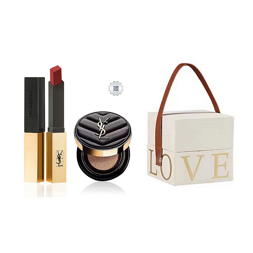 Изображение товара YVES SAINT LAURENT Набор Love Limited Edition, Помада №1966 + Мини-кушон Encre de Peau №B10, 5 г