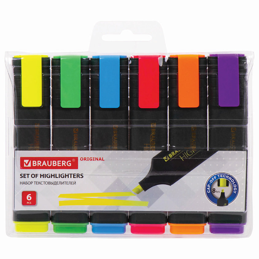 Изображение товара Набор текстовыделителей 6 цветов BRAUBERG ORIGINAL для учебы и работы