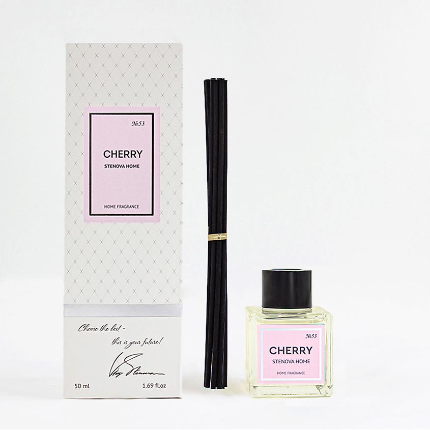 Изображение товара Аромадиффузор STENOVA HOME CHERRY №53 50 мл с палочками стильный и ароматный