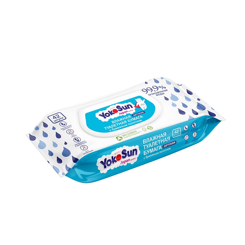 Изображение товара YOKOSUN Детская влажная туалетная бумага 42 шт для малышей