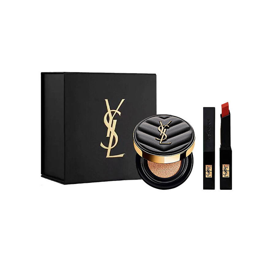 Изображение товара YVES SAINT LAURENT Кушон Le Cushion Encre de Peau+ Помада Rouge Pur Couture The Slim Velvet Radical, Кушон № B10 + Помада №302