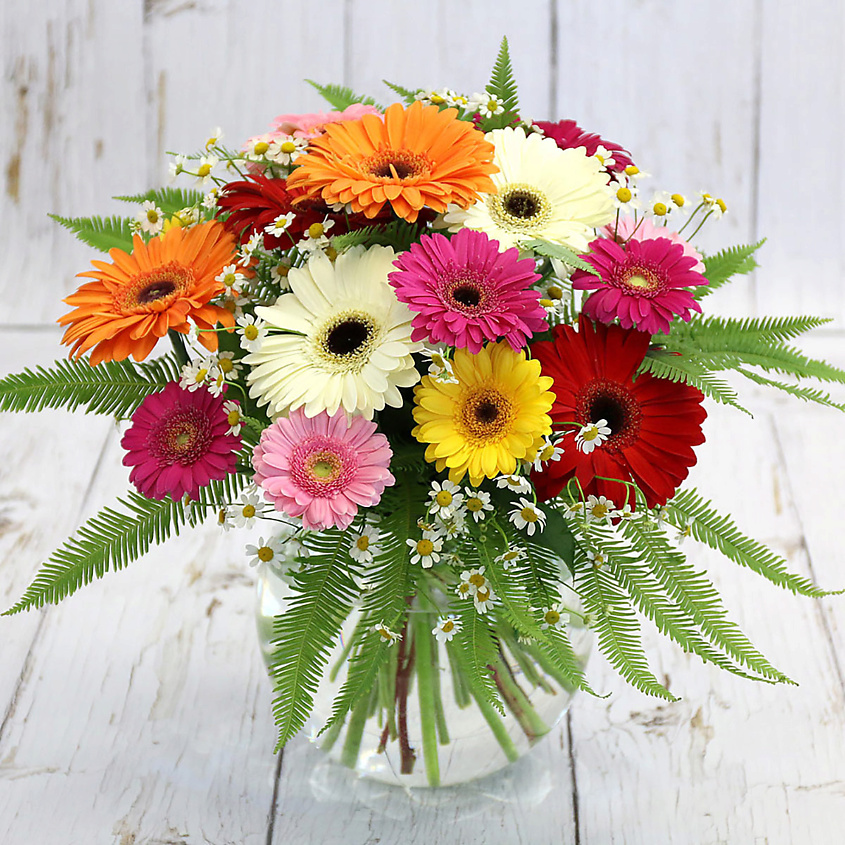 Изображение товара Букет из гербер с ромашками 1 шт - Букет Маркет