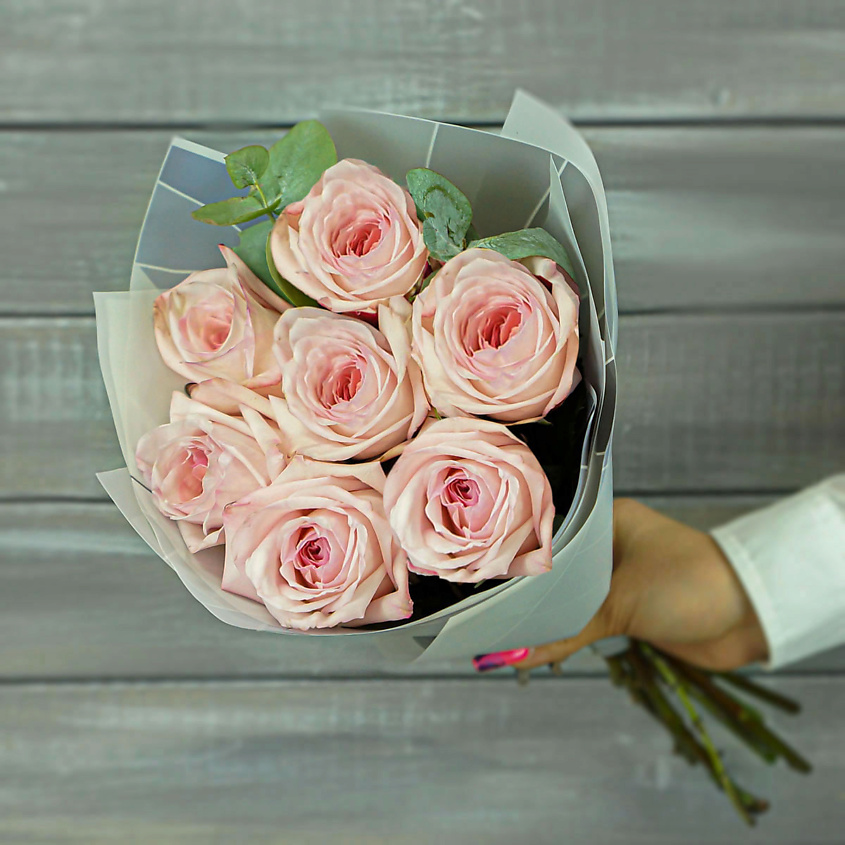 Изображение товара БУКЕТ МАРКЕТ ДАРИТЕ С УДОВОЛЬСТВИЕМ Букет из 7 розовых роз Охара, 1 шт.