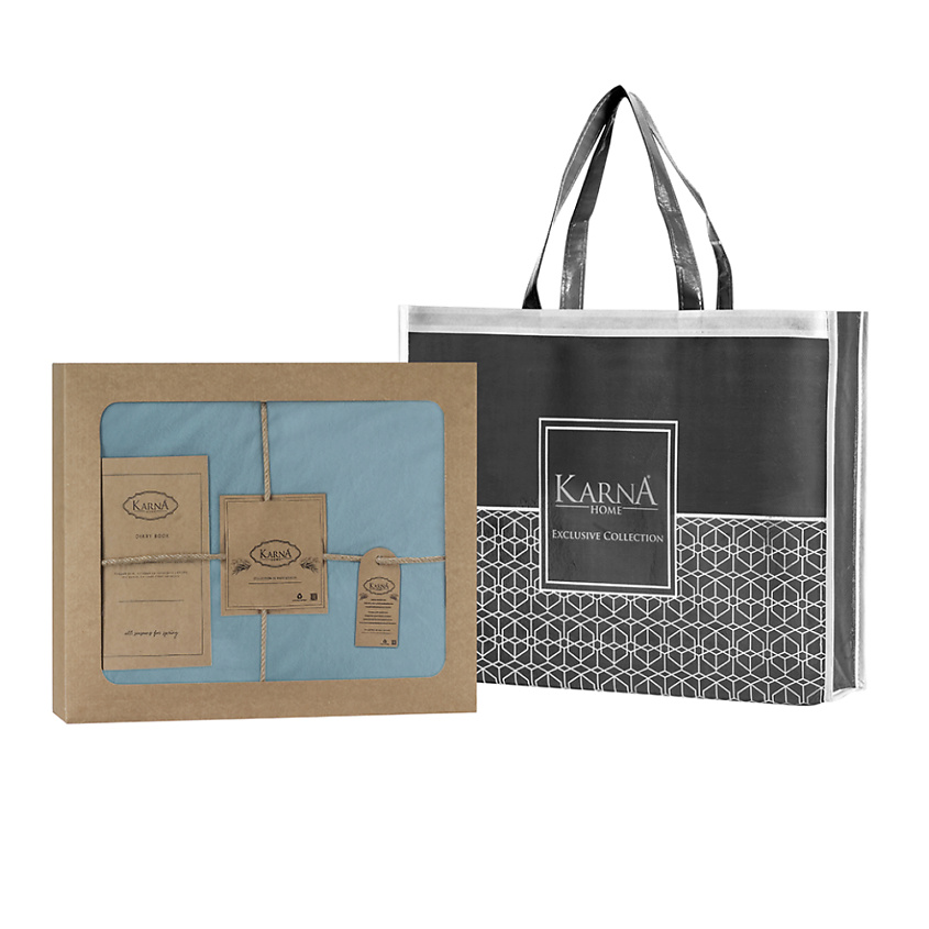 Изображение товара KARNA Постельное белье STONEWASH евро Синий Небо