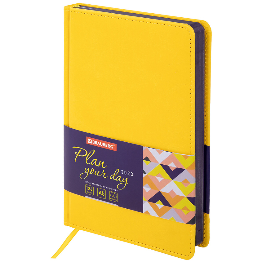 Изображение товара BRAUBERG Ежедневник недатированный А5 Rainbow желтый
