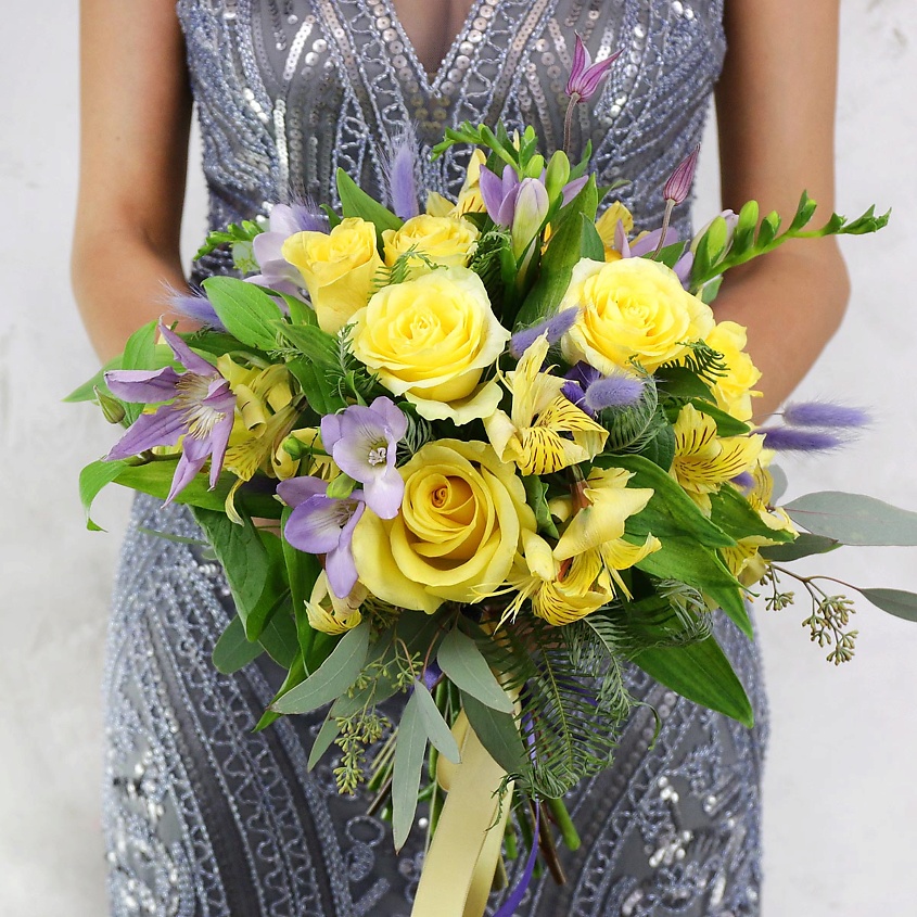 Изображение товара БУКЕТ МАРКЕТ ДАРИТЕ С УДОВОЛЬСТВИЕМ Букет из роз, фрезий и альстромерий, 1 шт.