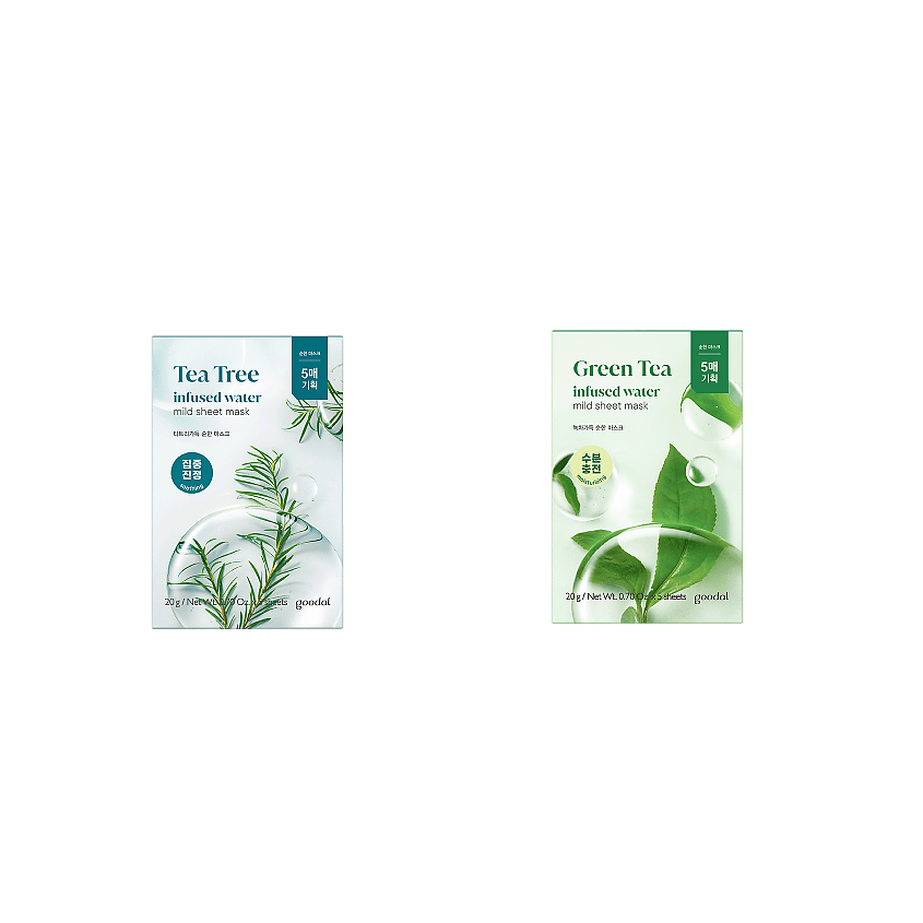 Изображение товара GOODAL Набор тканевых масок для лица Tea Tree & Green Tea, 2 х 5шт