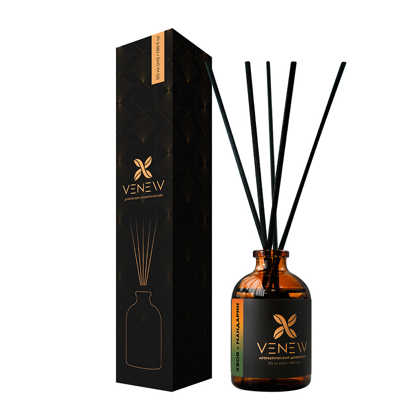 Изображение товара VENEW Диффузор ароматизатор для дома Мандарин Хвоя 50 мл стильный дизайн