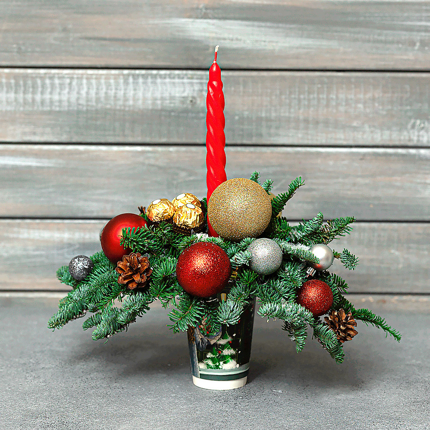 Изображение товара Новогодняя композиция в стакане №12 от Букет Маркет