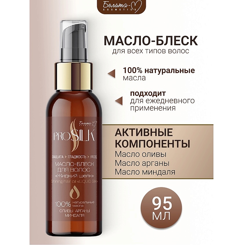 Изображение товара БЕЛИТА-М Масло-блеск для волос "Жидкий шелк" PROSILK, 95 мл