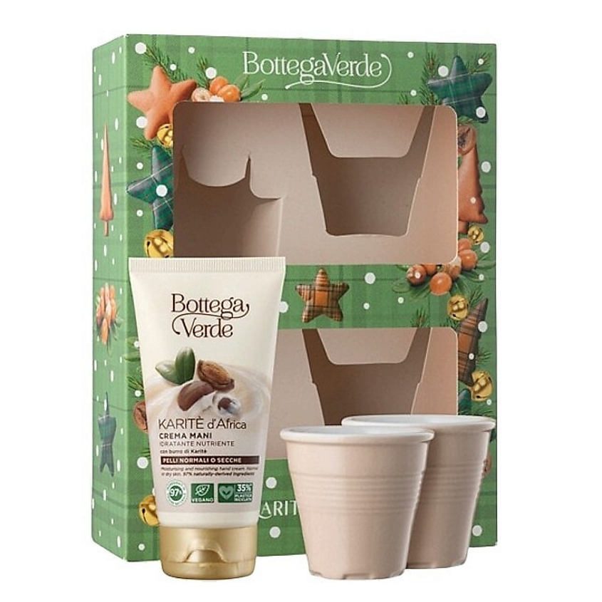 Изображение товара BOTTEGA VERDE Подарочный набор: Крем для рук Karite d'Africa + 2 стакана, 75 мл + 2 шт.