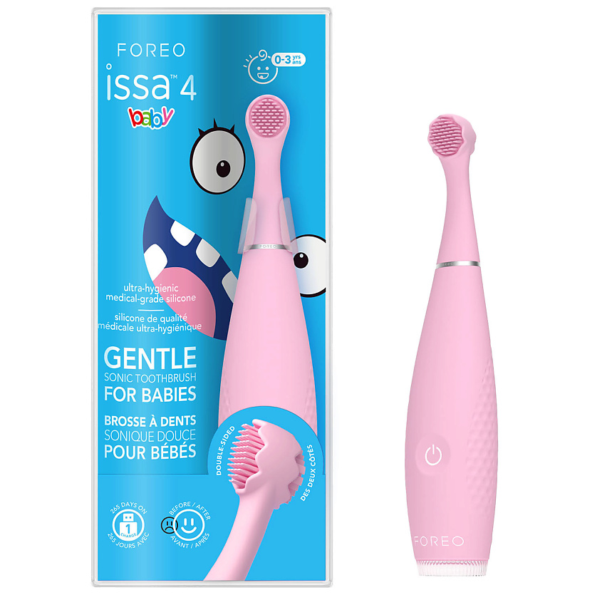 Изображение товара FOREO ISSA 4 Baby Звуковая детская щетка розовая ультрамягкая силиконовая с двойной щетиной