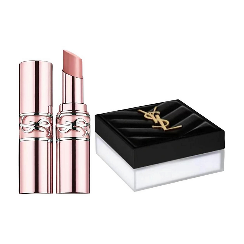 Изображение товара YVES SAINT LAURENT Помада-бальзам Loveshine Candy Glow + Пудра YSL All Hours Hyper Blur, #9B + #01
