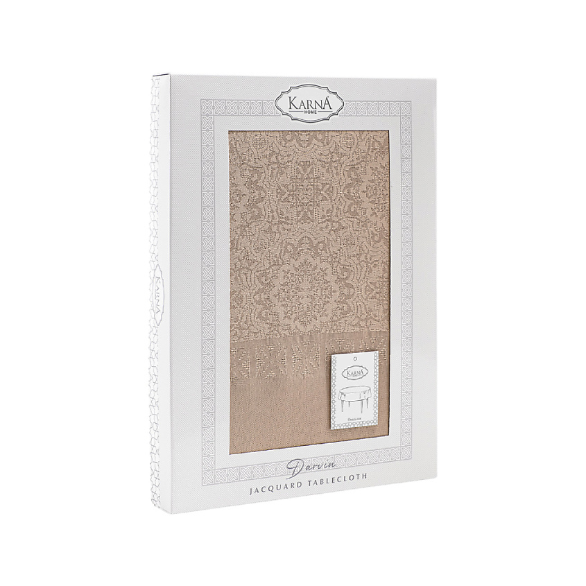 Изображение товара Круглая водонепроницаемая скатерть KARNA DARVIN 160 см жаккард кофе