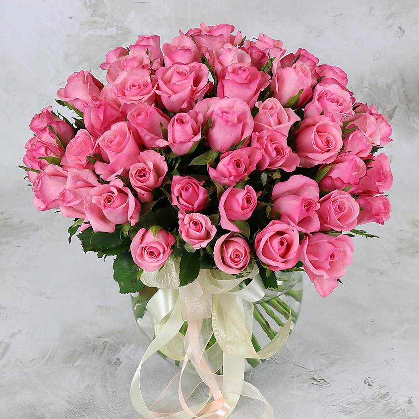 Изображение товара БУКЕТ МАРКЕТ ДАРИТЕ С УДОВОЛЬСТВИЕМ 51 розовая роза Кения 40 см., 1 шт.