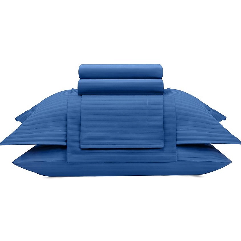 Изображение товара Комплект постельного белья ARYA HOME COLLECTION Vip 160x220 Страйп Сатин Темно-синий