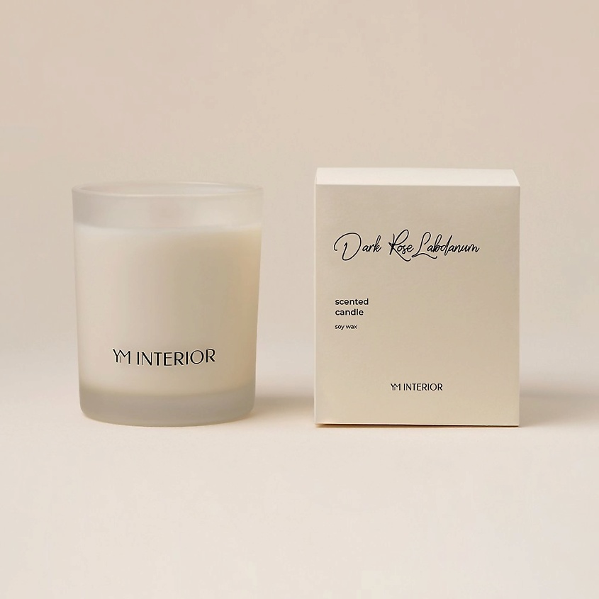 Изображение товара Ароматическая свеча YM INTERIOR Темная роза и лабданум 200 мл для уюта и ароматерапии