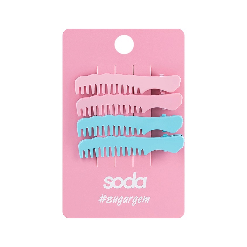 Изображение товара Набор заколок для волос SODA COMB #sugargem 4 шт яркий универсальный аксессуар