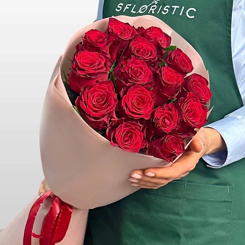 Изображение товара Букет из 15 красных Роз 70 см Studio Floristic Тихий Восторг