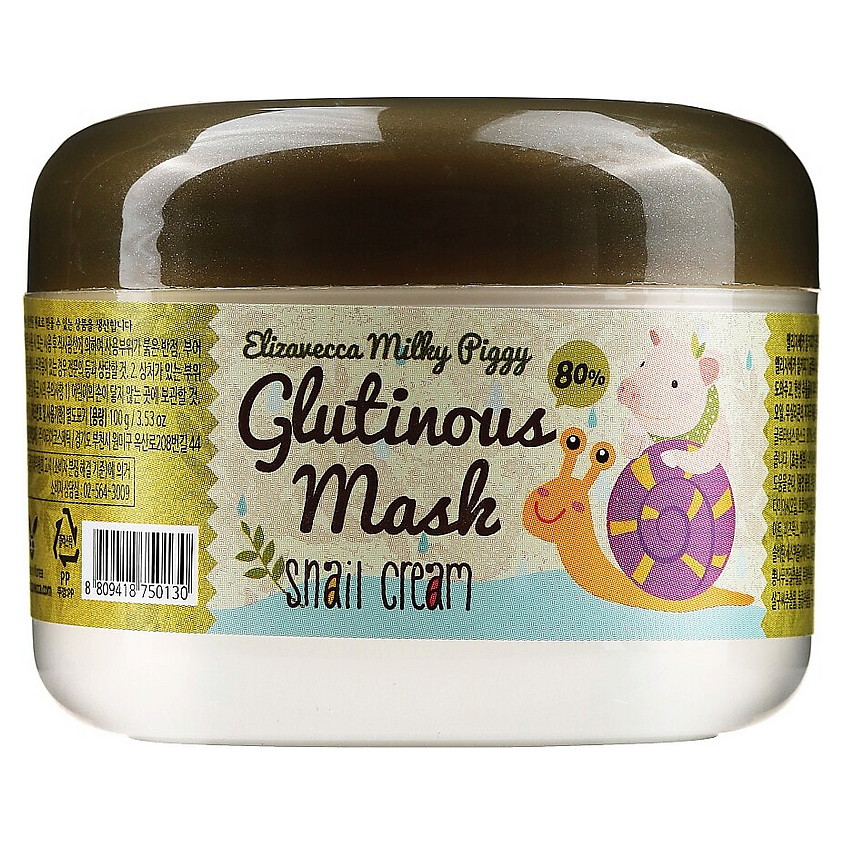 Изображение товара ELIZAVECCA Крем-маска ночная с муцином улитки Milky Piggy Glutinous Mask 80 Snail Cream, 100 мл