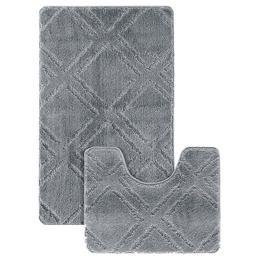 Изображение товара Коврик для ванной и туалета KARNA противоскользящий светло-серый 50х80 см и 50х40 см