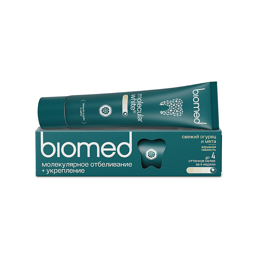 Изображение товара Зубная паста BIOMED HealthyWhite молекулярное отбеливание 65 г вкус мяты и огурца