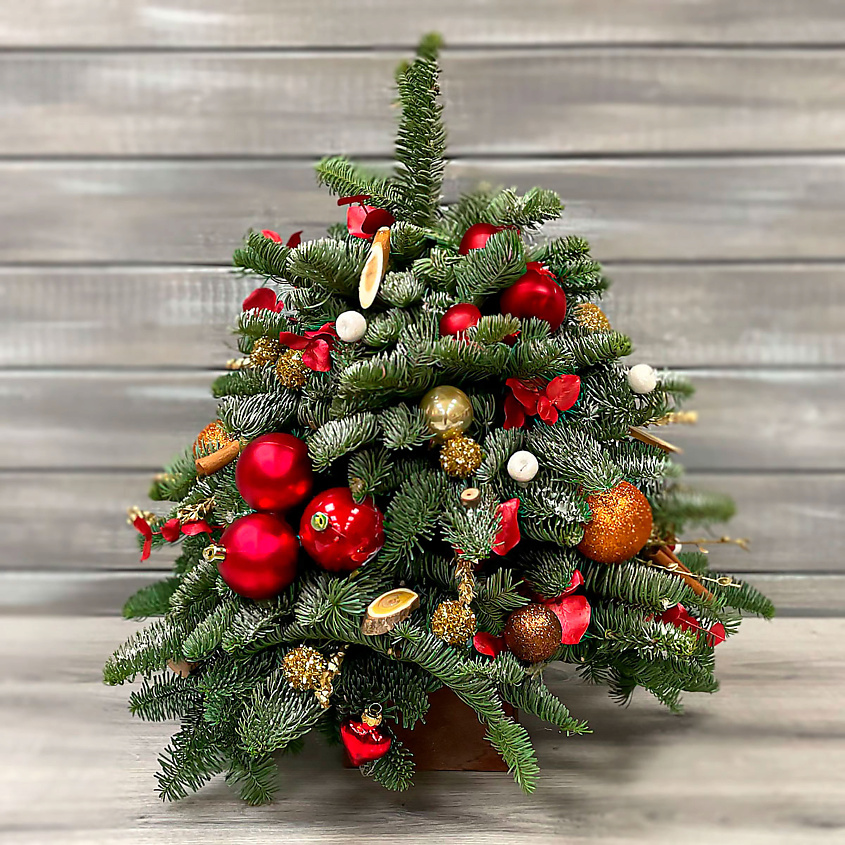 Изображение товара Ёлка новогодняя красная 40 см букет живых цветов