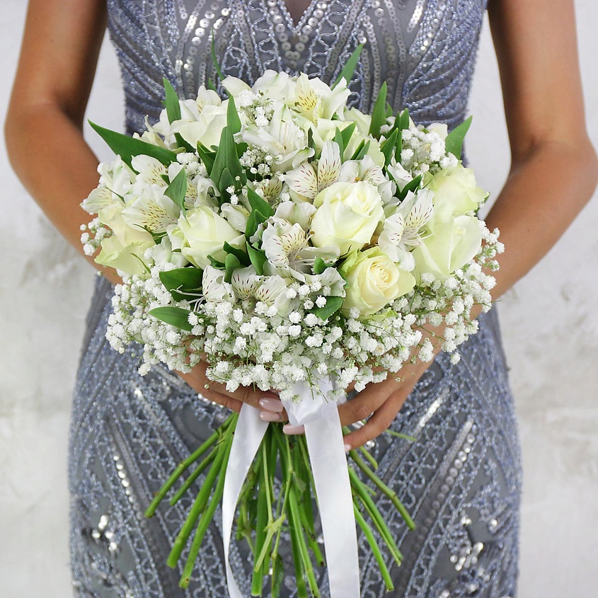 Изображение товара Букет из роз, алистромерий и гипсофилы 1 шт. от Букет Маркет