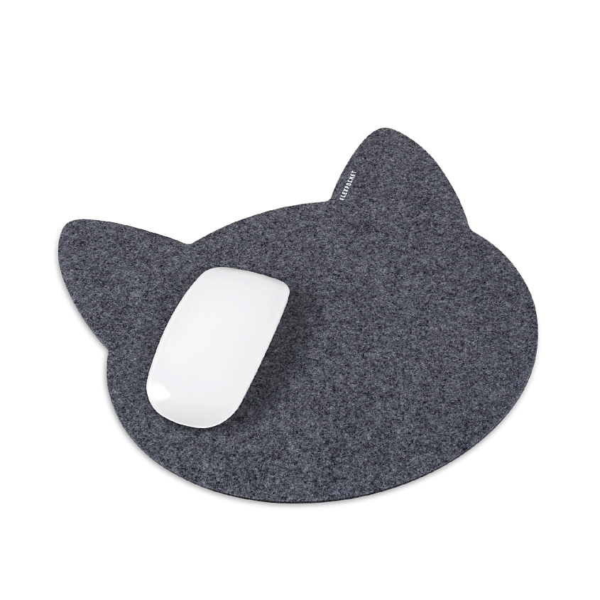 Изображение товара Коврик из фетра для мыши в форме кошки FLEXPOCKET серый