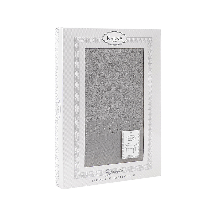 Изображение товара KARNA Скатерть жаккардовая DARVIN овальная серого цвета 160х220 см