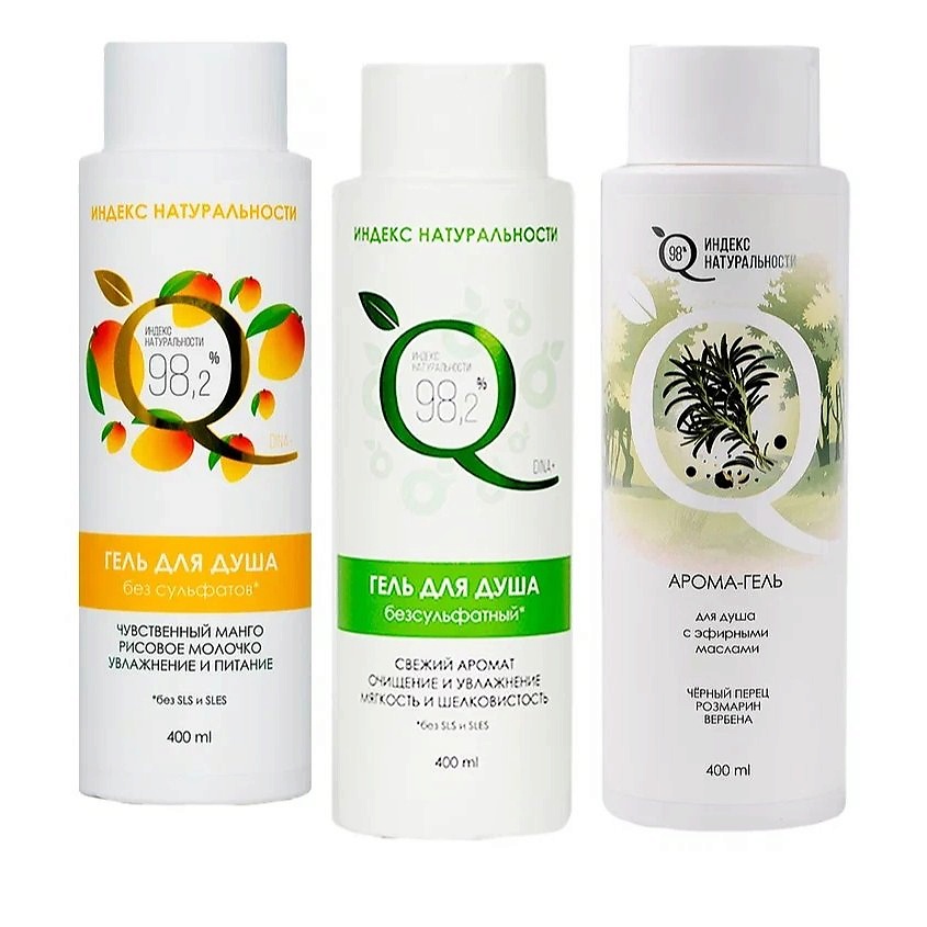 Изображение товара Косметический набор гелей для душа Индекс натуральности 400 мл