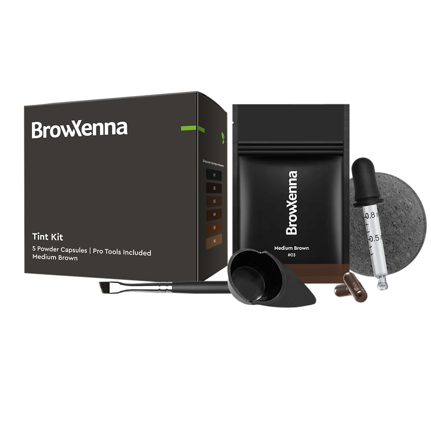 Изображение товара BROWXENNA Набор для домашнего окрашивания 6в1 Tint Kit # 03 Medium Brown, 5 капсул