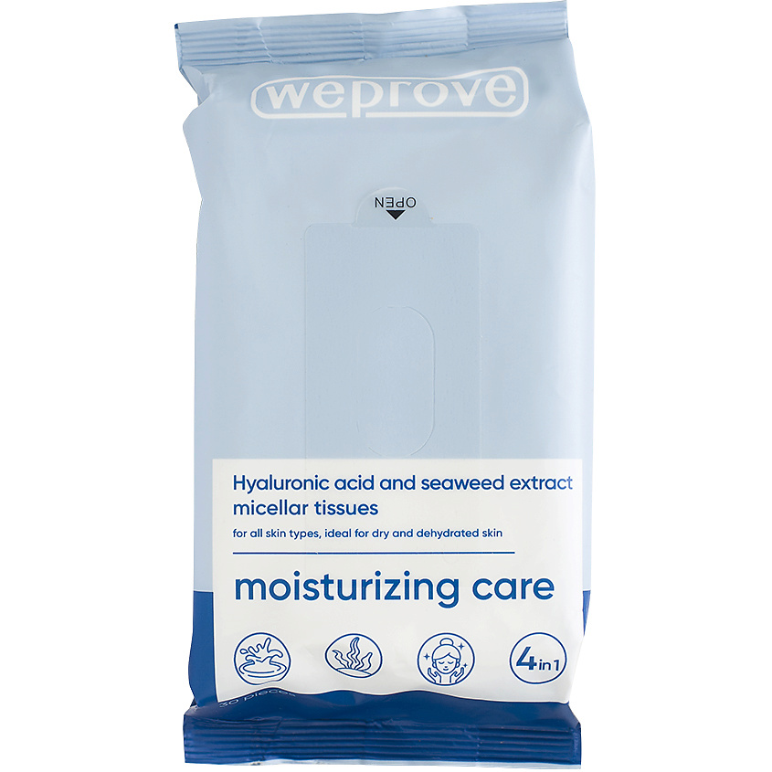 Изображение товара Мицеллярные салфетки WEPROVE Moisturizing Care 30 шт для снятия макияжа и ухода за кожей