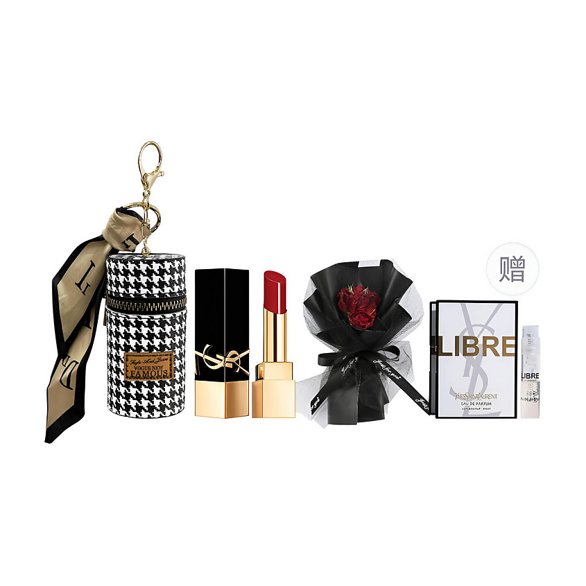 Изображение товара YVES SAINT LAURENT Подарочный набор с помадой Rouge Pur Couture, Rouge The Bold Lipstick #1971 + Туалетная вода Libre 1.2 мл + Аксессуары
